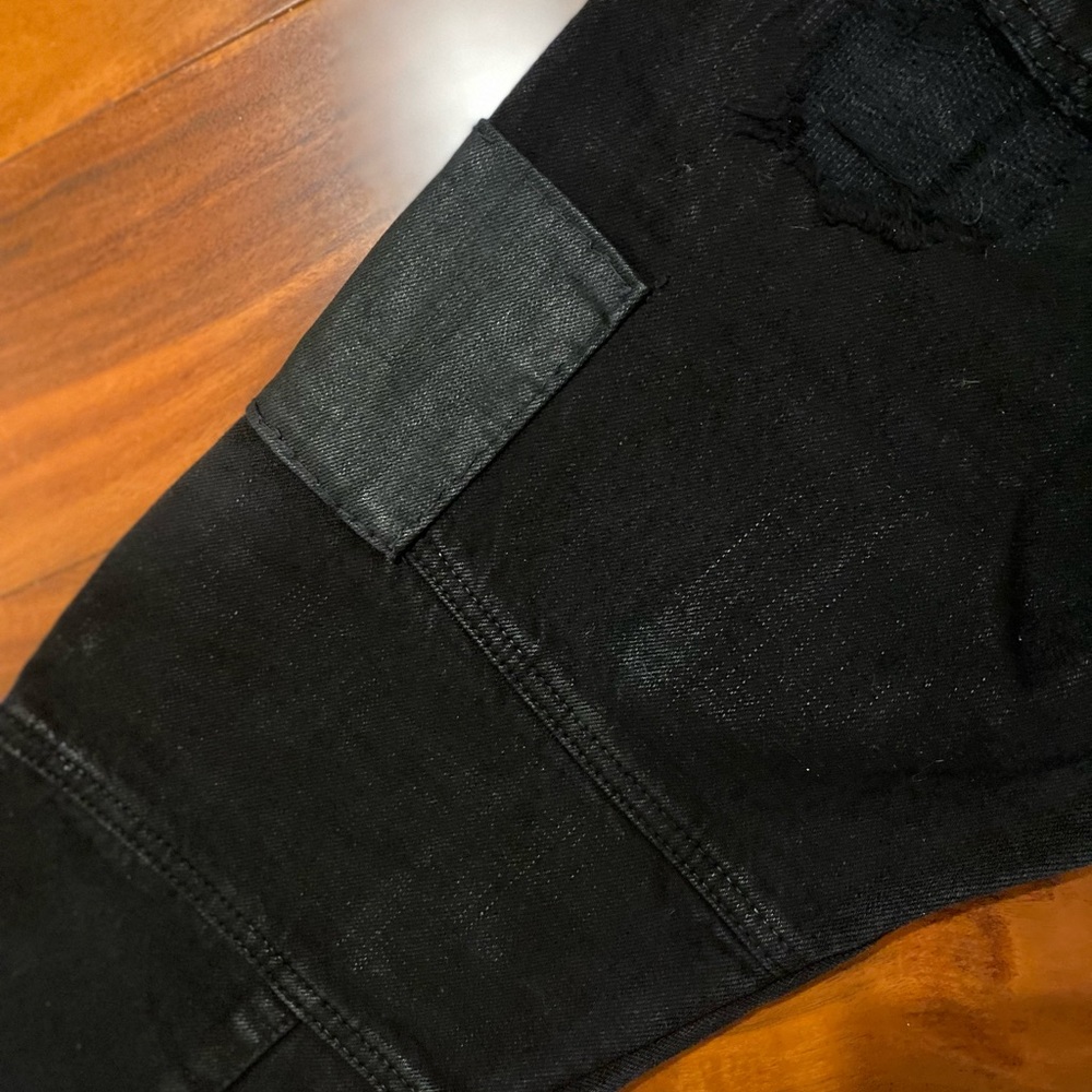 RALPH LAUREN BLACK LABEL WAXED MOTO PATCHWORK JEANS - Picture 14 of 14